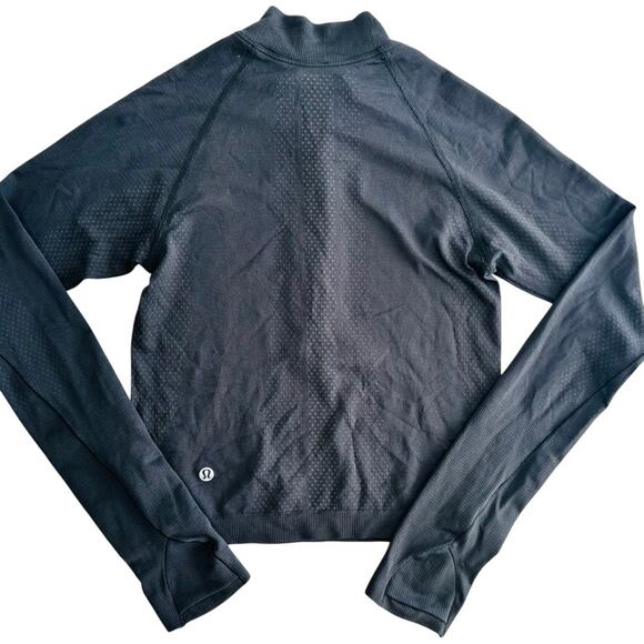 Lululemon Swiftly Tech 1/2 Zip 2.0 *Cool Size 4 Black Graphite Grey Crop Top - Picture 5 of 6